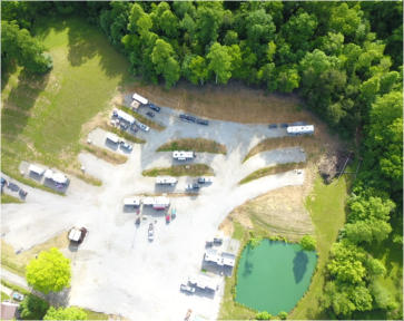 an aerial view of our campground looking straight down